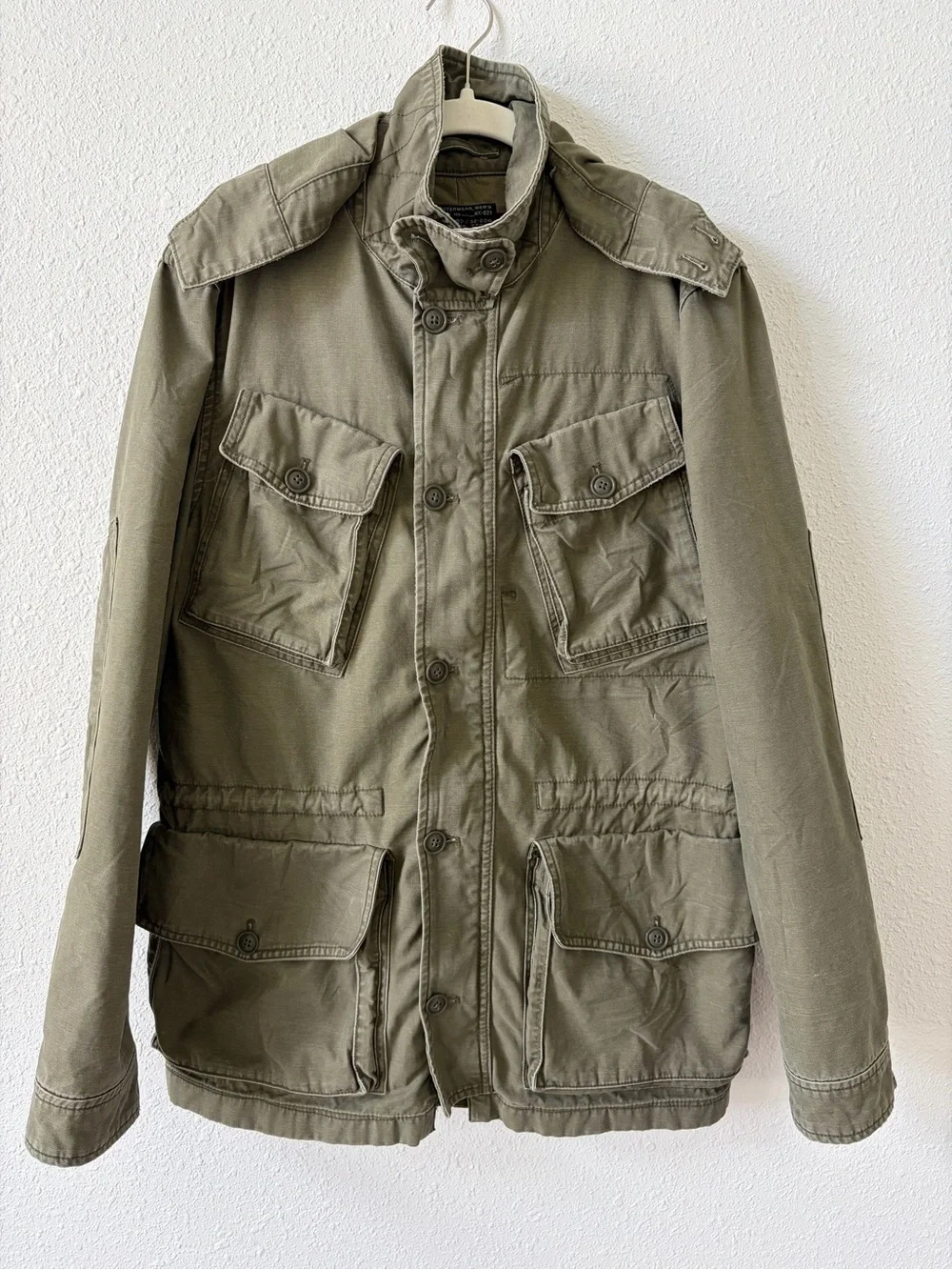 J.Crew A/22 M-65 Military Grade Jacket Size Small Slant Pocket G38 Zip Hooded